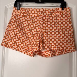 Banana Republic Ryan Fit Orange White Geometric Shorts Size 4 Cotton Stretch